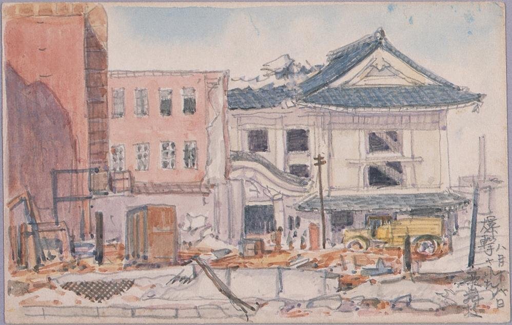 作品画像:東京戦災スケッチ78 爆撃された歌舞伎座