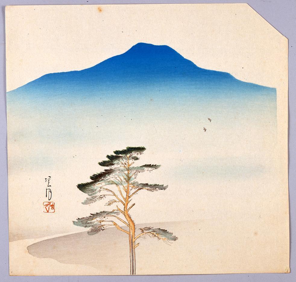 作品画像:榛原聚玉堂版団扇絵 遠山に一本松