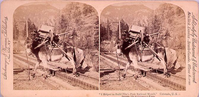 作品画像:外国製ステレオ写真 “I Helped to Build Pike’s Peak Railroad Myself,Colorado,U.S.A.
