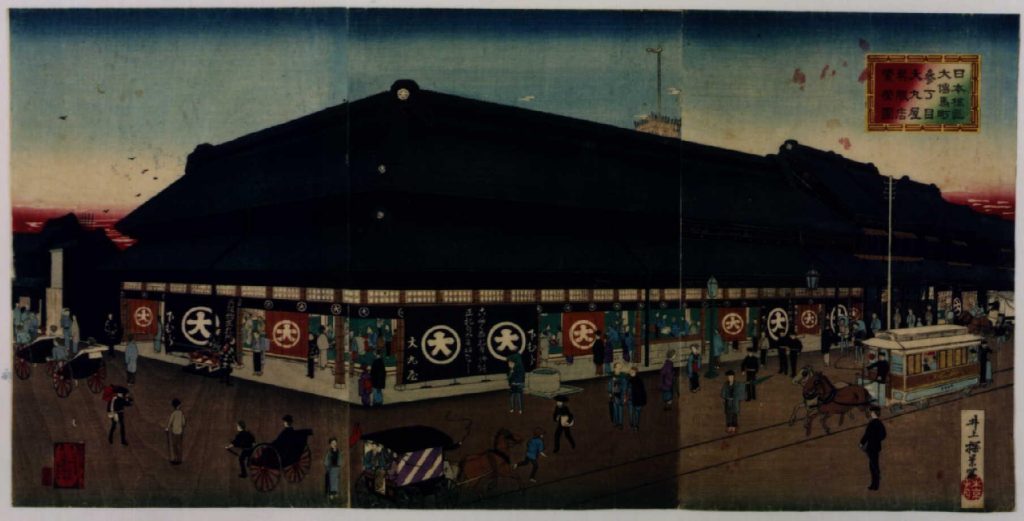 作品画像:日本橋区大伝馬町参丁目大丸屋呉服店繁栄図