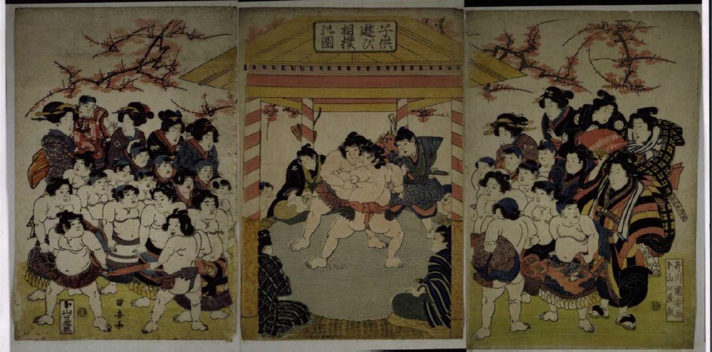 作品画像:子供遊び相撲の図