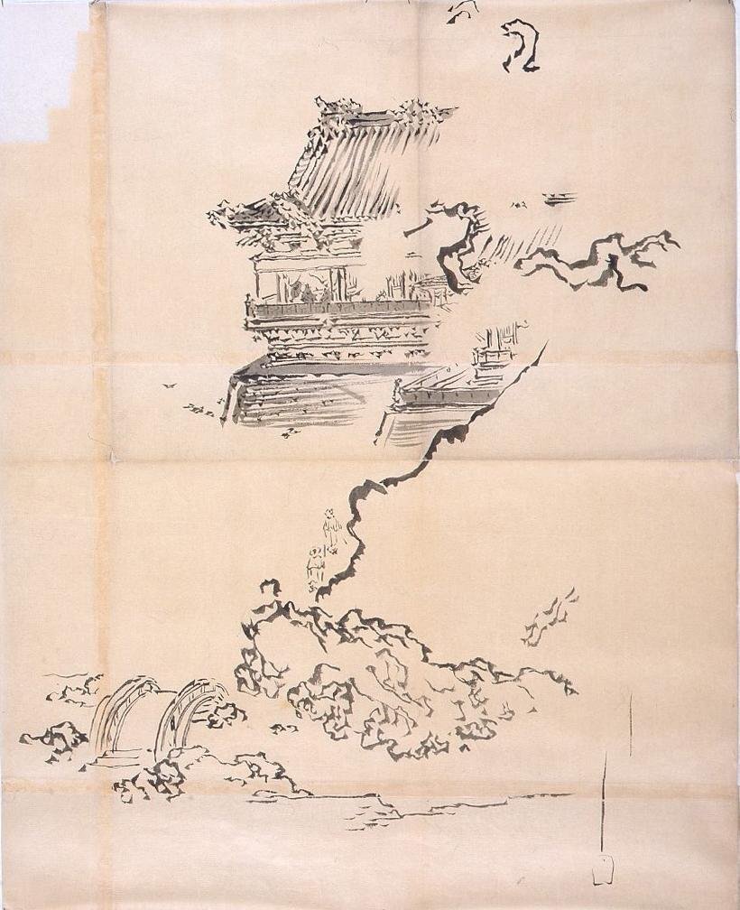 作品画像:粉本 山中の堂舎