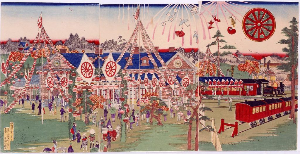 作品画像:東京名所上野山下ステション開業式気車発車之図