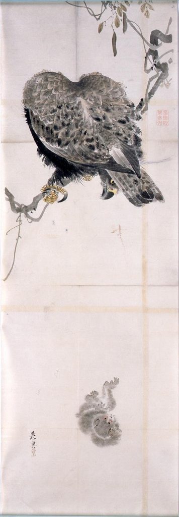作品画像:粉本 雪中鷲