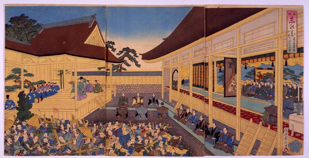 作品画像:温故東の花 旧幕府御大礼之節町人御能拝見之図