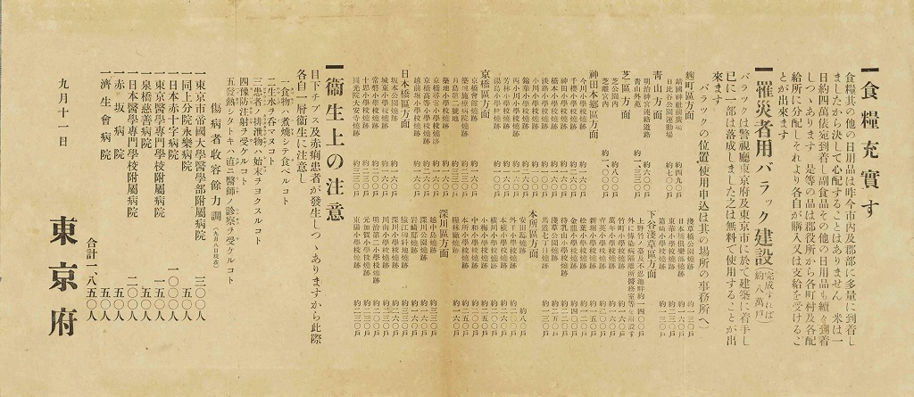 作品画像:ビラ 食糧充実す・罹災者用バラック建設・衛生上の注意