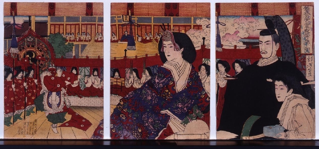 作品画像:縮緬絵 雛祭紫震殿舞楽ノ図
