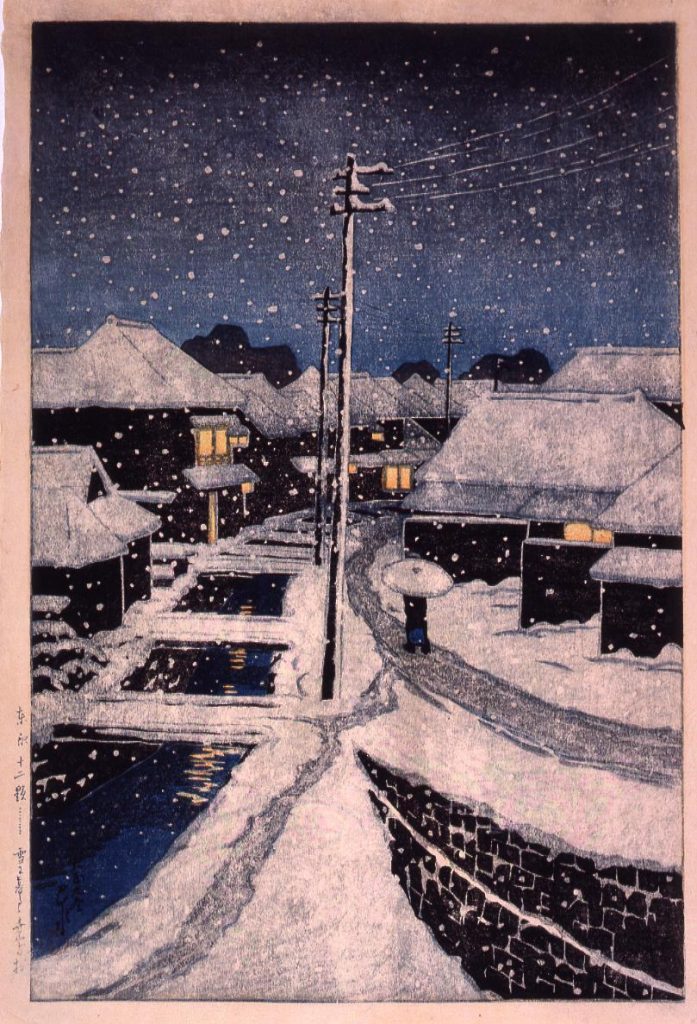 作品画像:東京十二題 雪に暮るる寺島村