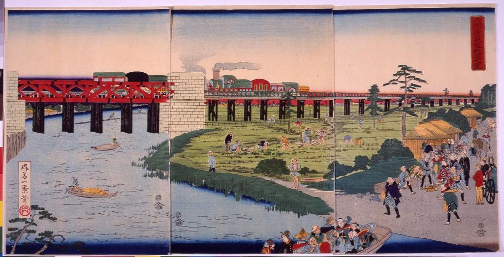 作品画像:六郷蒸気車鉄道之図
