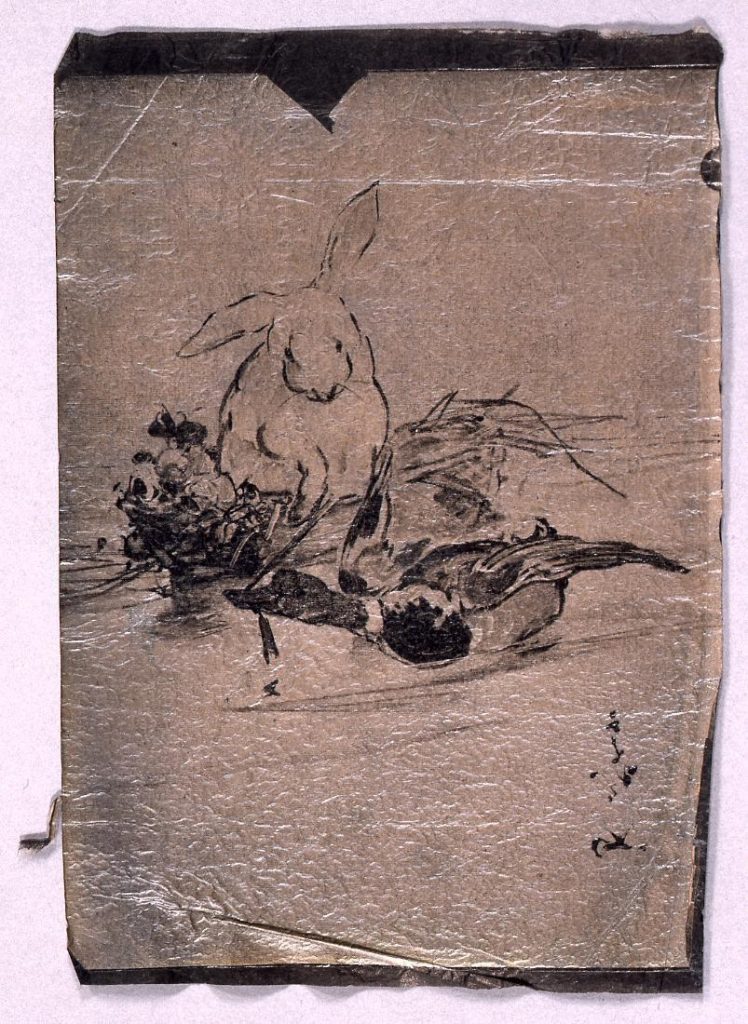 作品画像:下絵 幸田露伴『悦楽』装丁 兎と水鳥