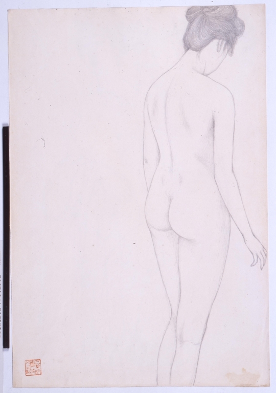 作品画像:浴衣を持ち立つ女・後ろ向きに立つ女