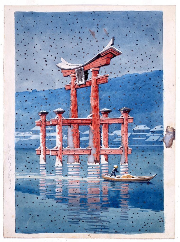 作品画像:旅みやげ第三集 雪の宮島 原画