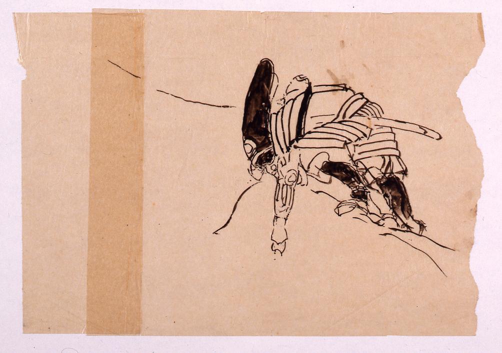作品画像:下絵 甲冑を着た猿