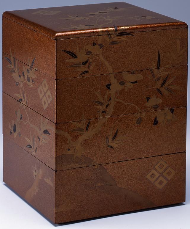 作品画像:橘竹四ツ目結紋蒔絵重箱