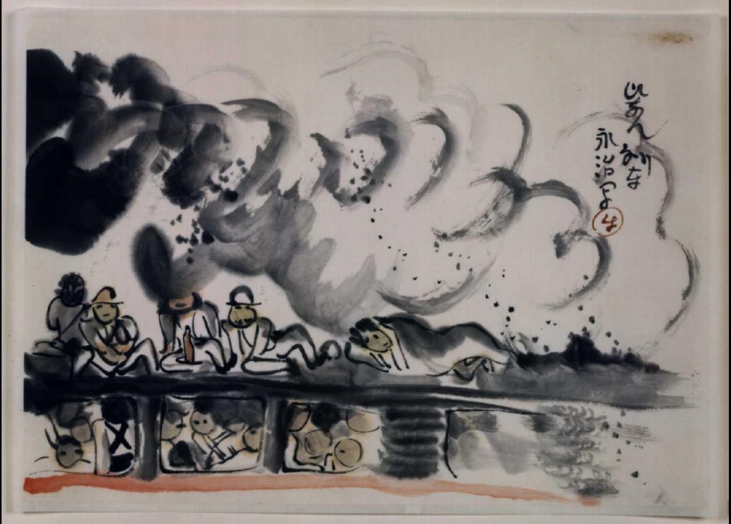 作品画像:関東大地震画:ひなん列車