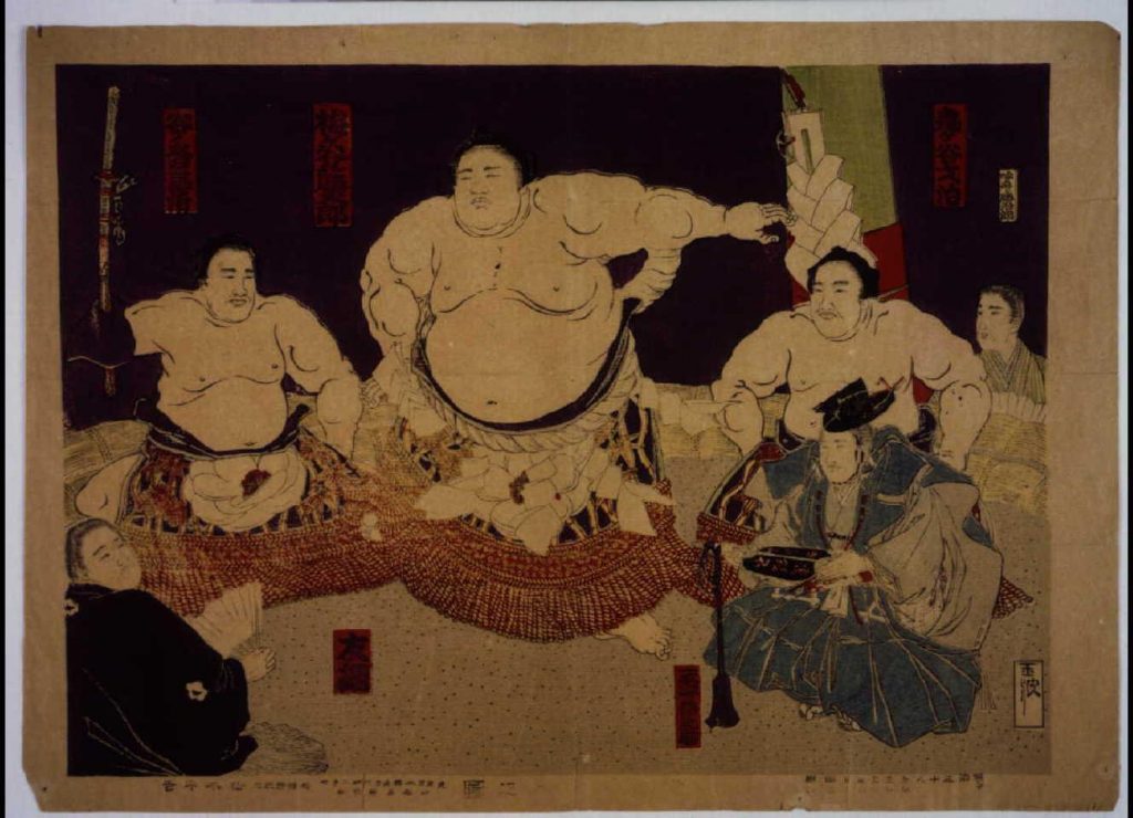 作品画像:横綱土俵入之図 梅ヶ谷