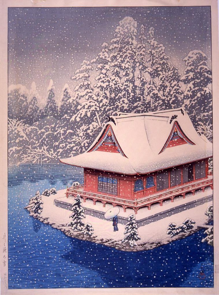 作品画像:井之頭の雪(弁天堂)