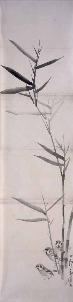 作品画像:粉本 蘆雪写 竹に雀