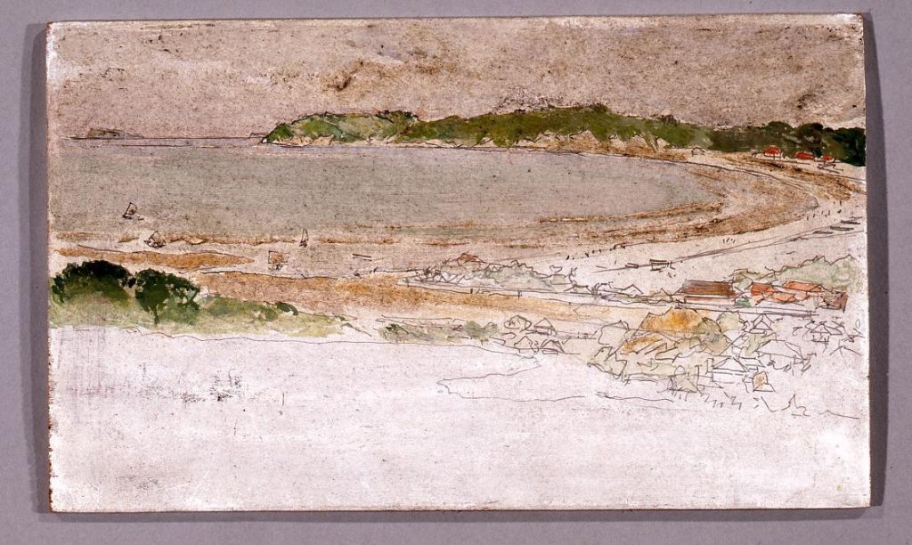 作品画像:風景 「徳川公爵別邸内から見下ろす逗子海岸」