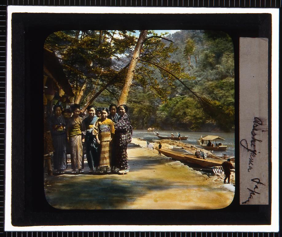 作品画像:京都 嵐山保津川渡船場(幻燈原板)