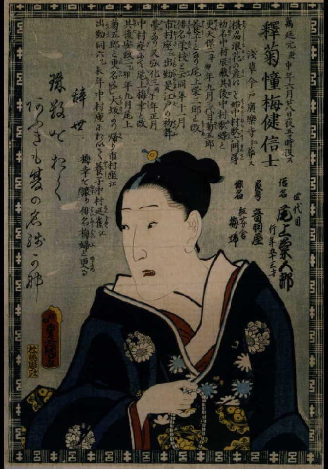 作品画像:四代目尾上菊五郎 死絵 「珠数を」