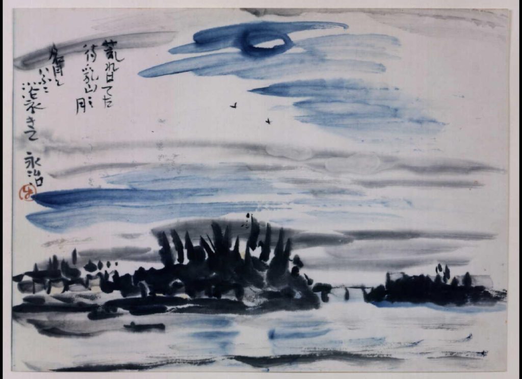 作品画像:関東大地震画 荒れはてた待乳山の月 名月といふに浴衣きて