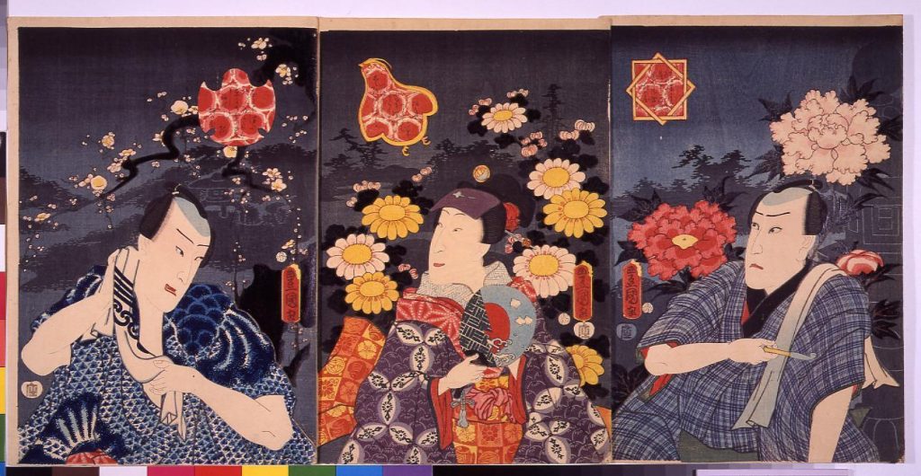 作品画像:役者絵 初代河原崎権十郎・三代目沢村田之助・四代目中村芝翫