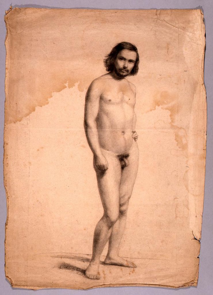 作品画像:素描 男性立像