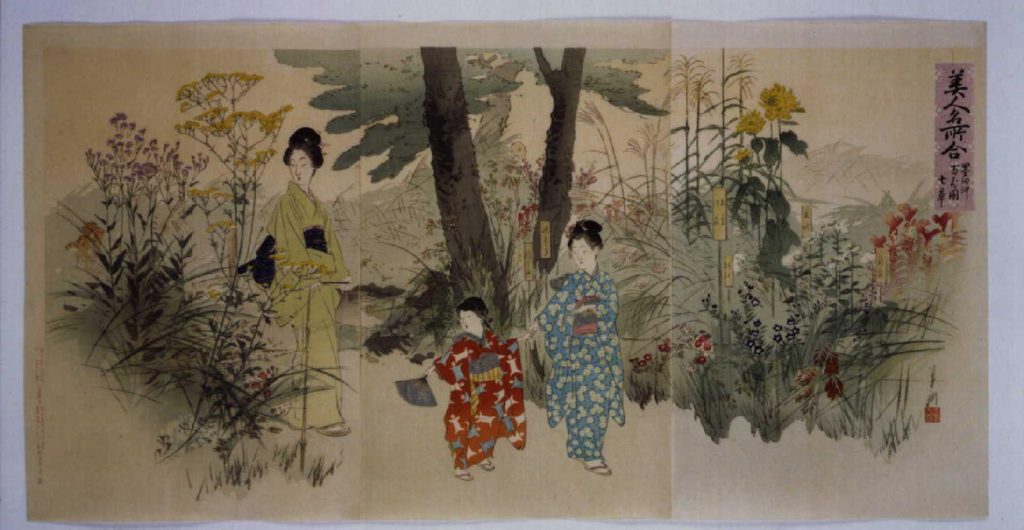 作品画像:美人名所合 墨田河百花園七草