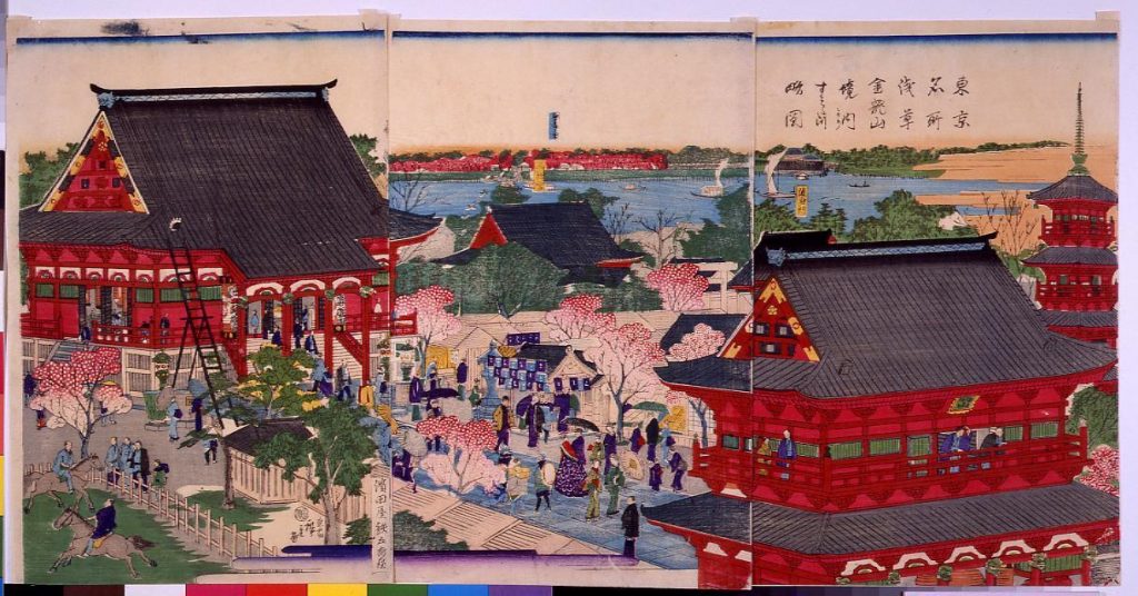 作品画像:東京名所浅草金龍山境内よりすみだ川略図