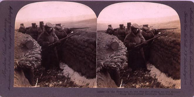In the TrenchesAt the Sha-ho―Firing on the Enemy from Bomb-proof Retreats,Manchuria.14523