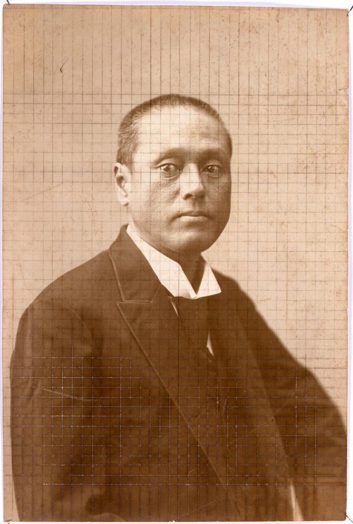 作品画像:山川健次郎肖像(マス目入り)