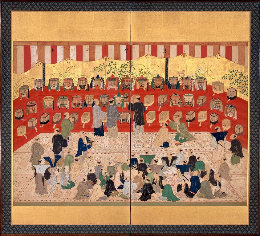 作品画像:鶉会之図屏風