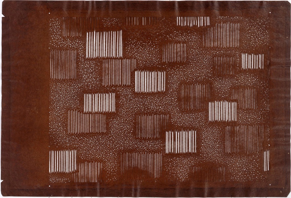 作品画像:長板中形型紙 格子にたたき(大判 追掛)