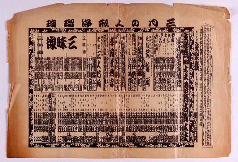 作品画像:文楽座辻番付「三月の人形浄瑠璃」