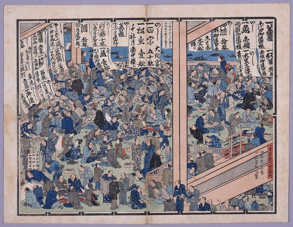 作品画像:安政六年納札交換大会の図