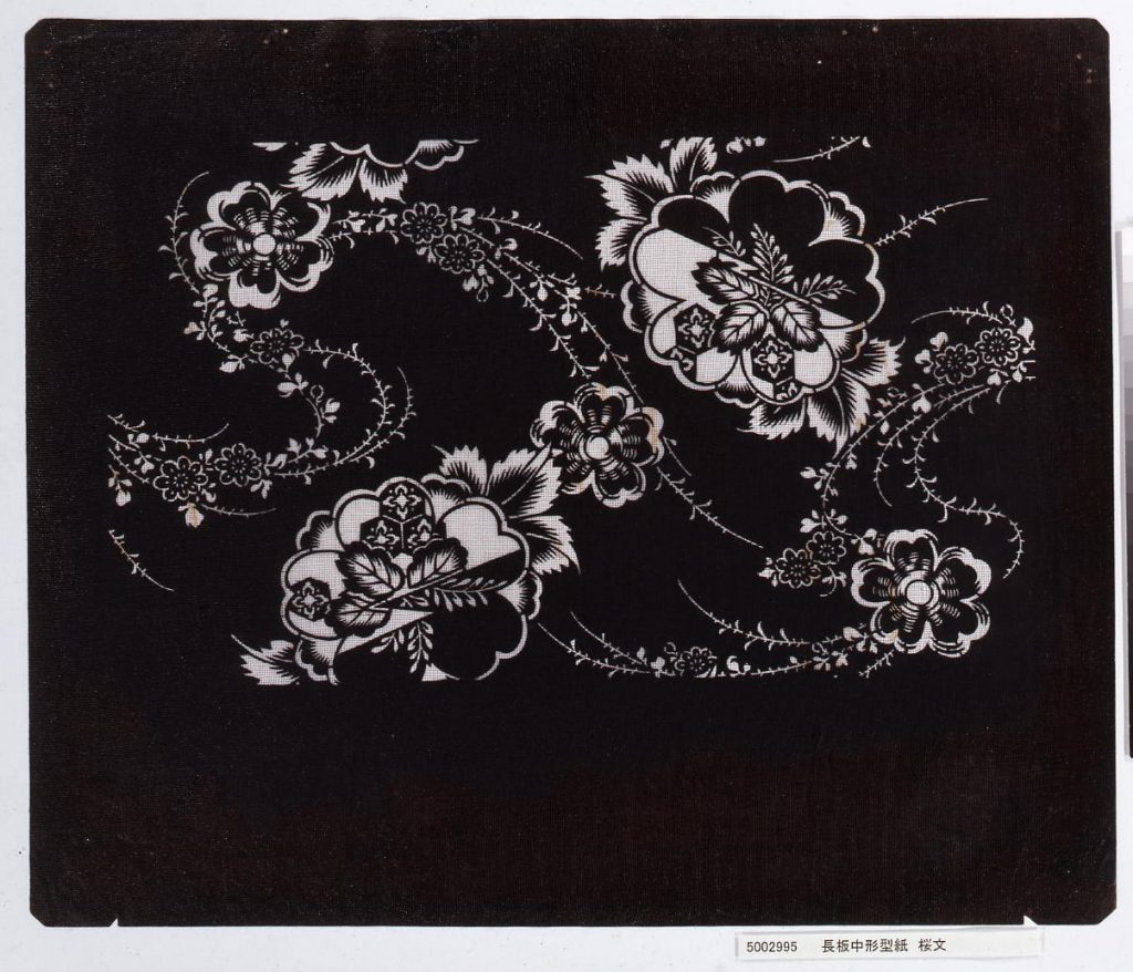 作品画像:長板中形型紙 桜文
