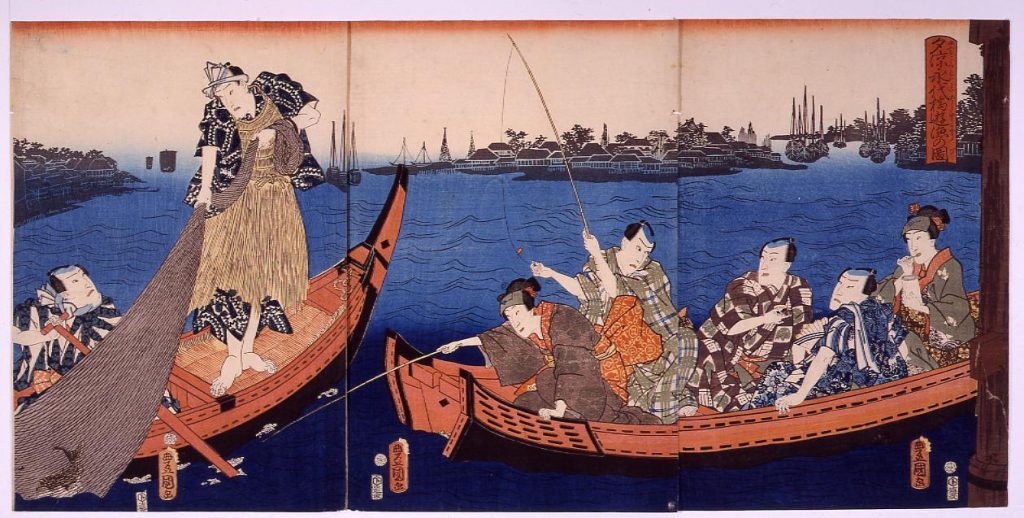 作品画像:夕涼永代橋遊漁の図