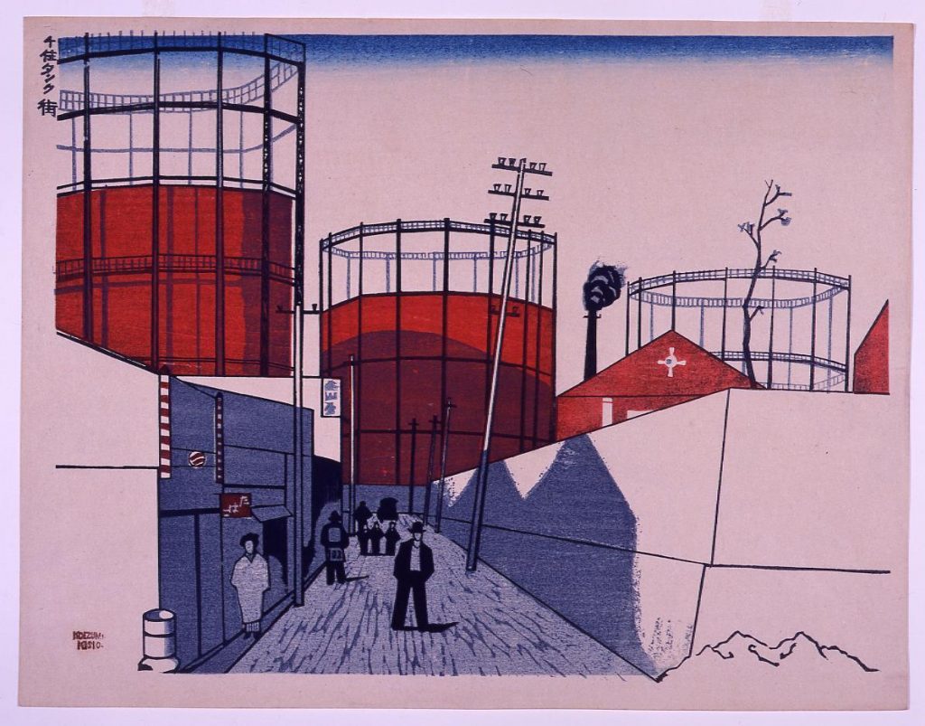 作品画像:昭和大東京百図絵版画 千住タンク街