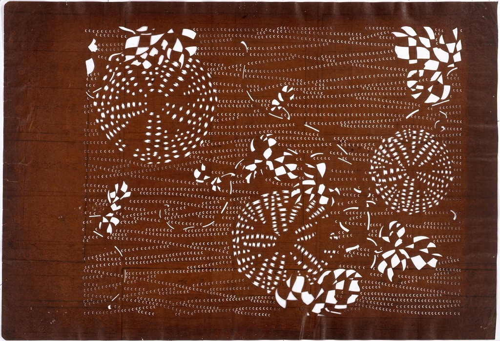 作品画像:長板中形型紙 朝顔(大判 追掛)