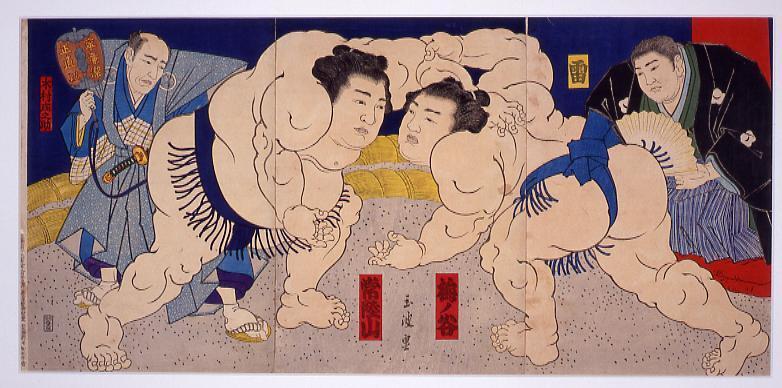 作品画像:常陸山梅ヶ谷取組図