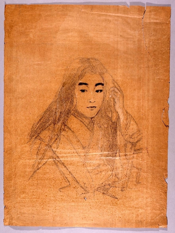 作品画像:下絵 梳る女
