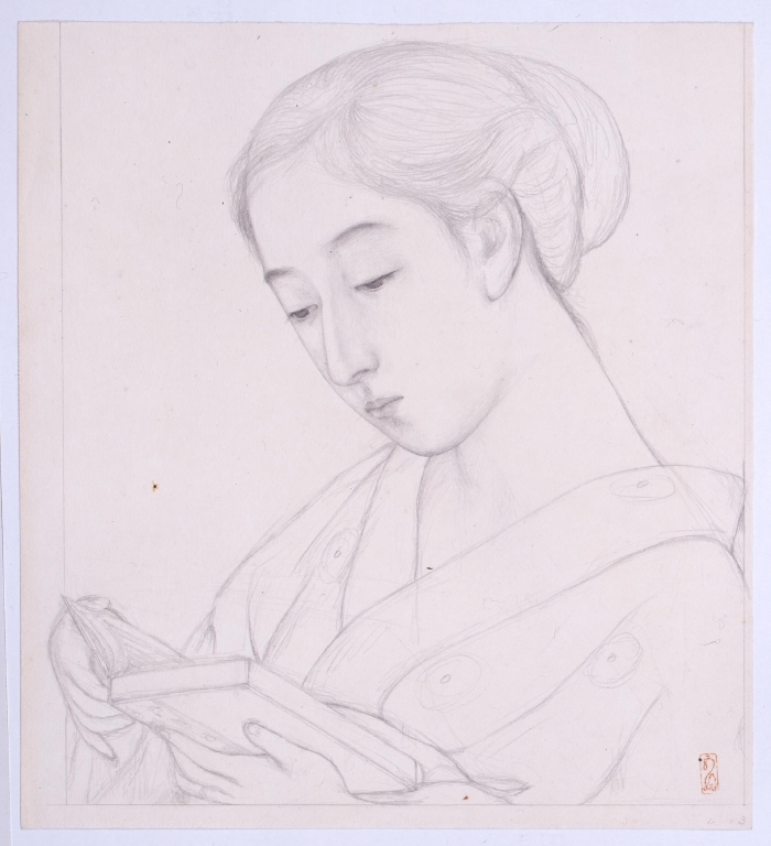 作品画像:本を読む女
