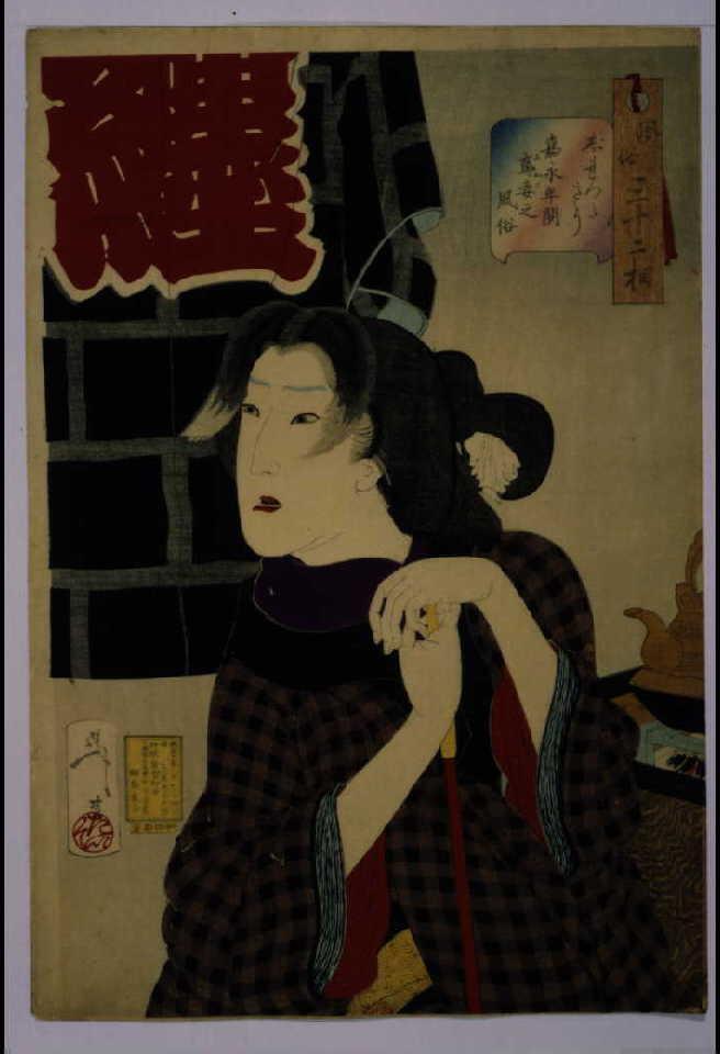 作品画像:風俗三十二相 じれったさう 嘉永年間鳶妻之風俗