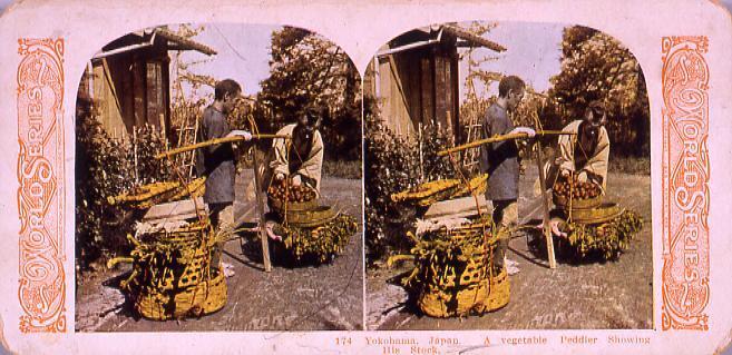 作品画像:Yokohama,Japan.A vegetable Peddler Showing His Stock.174
