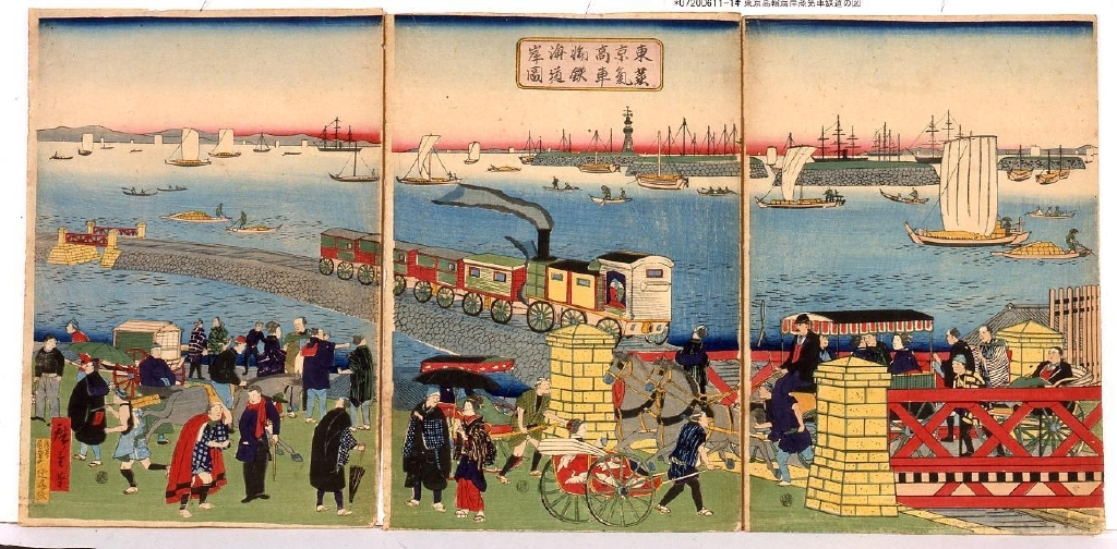 作品画像:東京高輪海岸蒸気車鉄道の図