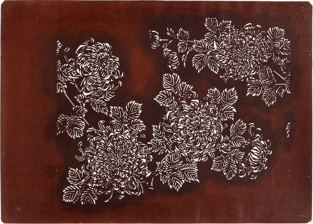 作品画像:長板中形型紙 菊(大判 追掛)