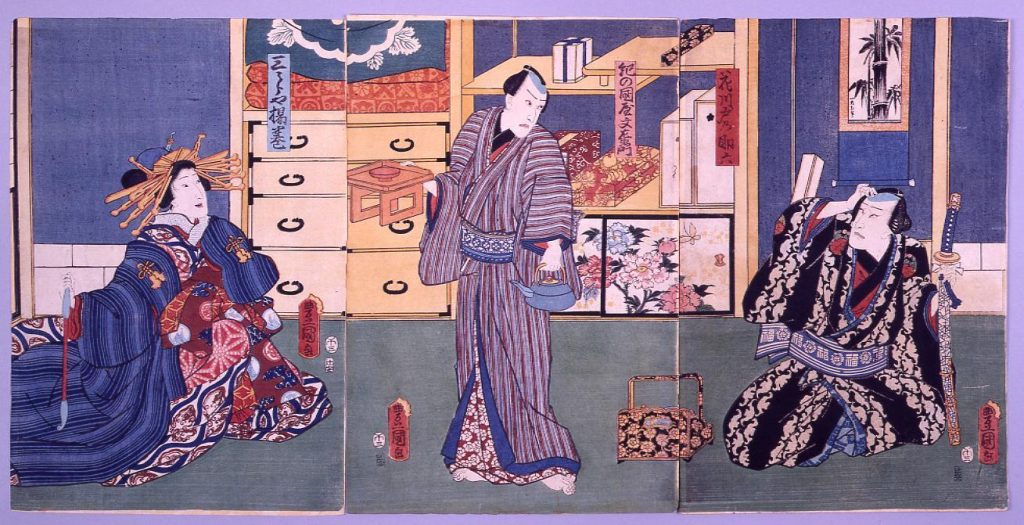 作品画像:江戸桜清水清玄 花川戸乃助六・紀の国屋文左衛門・三うらや揚巻