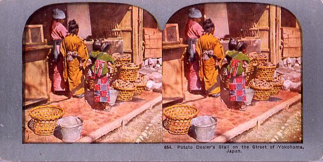 Potato Dealer’s Stall on the Street of Yokohama,Japan.654