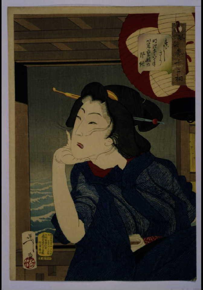 作品画像:風俗三十二相 すずしさう 明治五六年以来芸妓の風俗